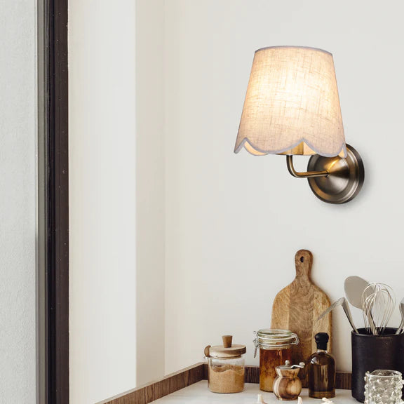 Lottie Wall Light Antique Brass & Linen - LL002WL009SD