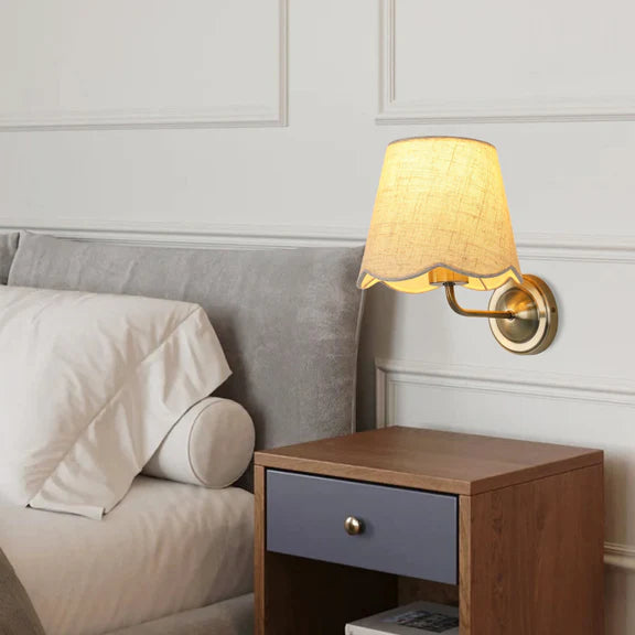 Lottie Wall Light Antique Brass & Linen - LL002WL009SD