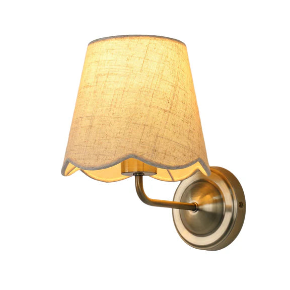Lottie Wall Light Antique Brass & Linen - LL002WL009SD