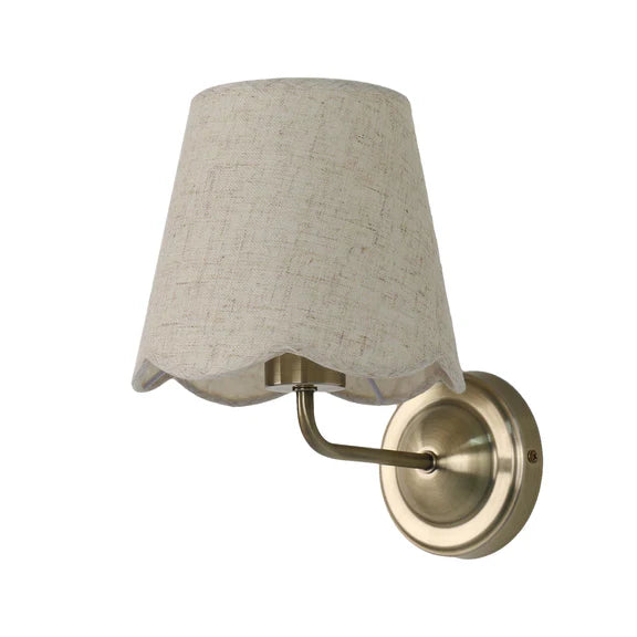 Lottie Wall Light Antique Brass & Linen - LL002WL009SD