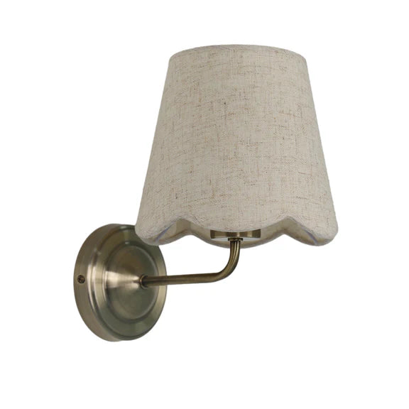 Lottie Wall Light Antique Brass & Linen - LL002WL009SD