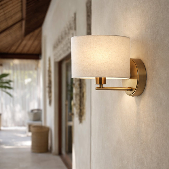 Clarissa Rechargeable LED Wall Light 2W 3CCT Antique Brass & Linen - LL002WL018AB