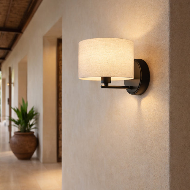 Clarissa Rechargeable LED Wall Light 2W 3CCT Matte Black & Linen - LL002WL018B