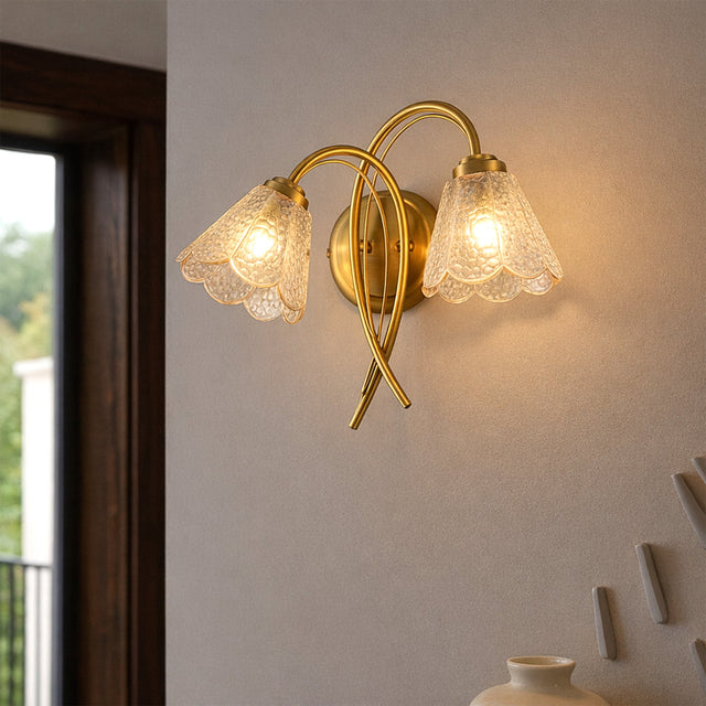 Coraline Double Light Wall Light Brass & Champagne - LL002WL021CH