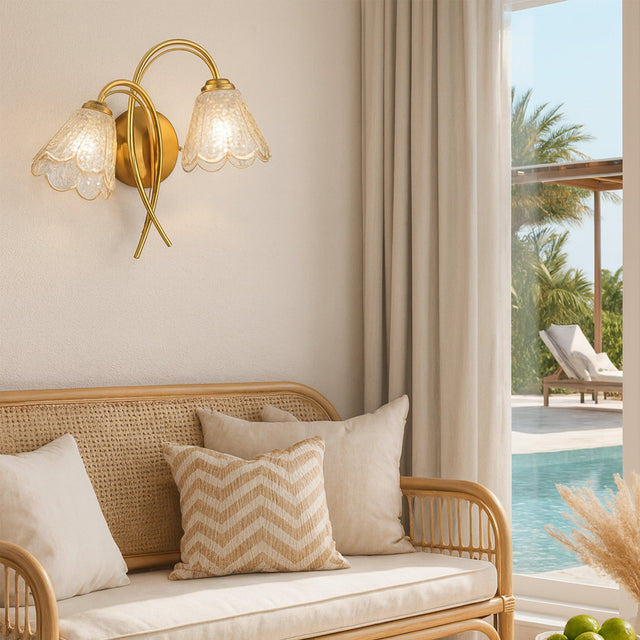 Coraline Double Light Wall Light Brass & Champagne - LL002WL021CH