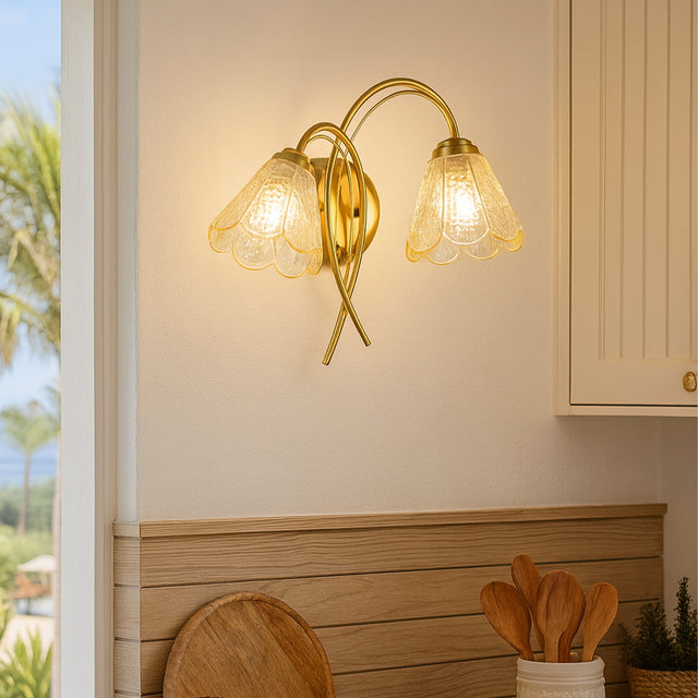 Coraline Double Light Wall Light Brass & Champagne - LL002WL021CH