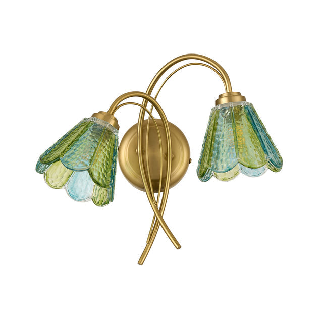 Coraline Double Light Wall Light Brass & Multicolour - LL002WL021MC