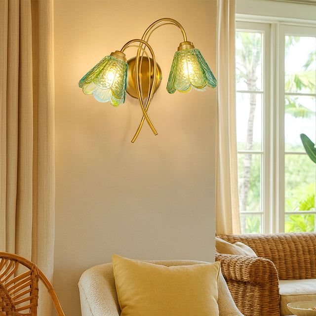 Coraline Double Light Wall Light Brass & Multicolour - LL002WL021MC