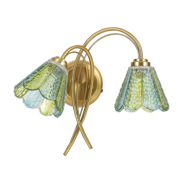 Coraline Double Light Wall Light Brass & Multicolour - LL002WL021MC