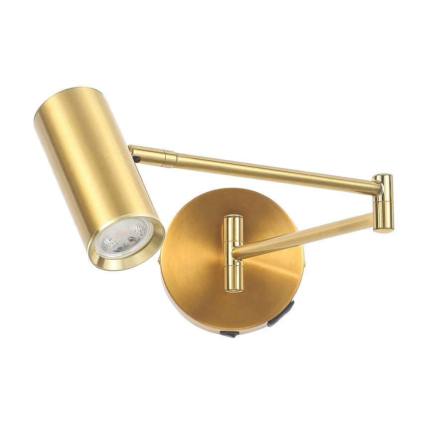 Beatrice Swing Arm Wall Lamp With Charging Ports Brass - LL002WL027BR