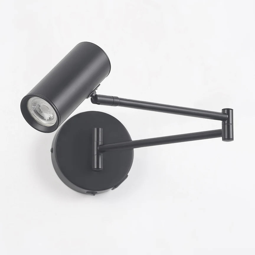 Beatrice Swing Arm Wall Lamp With Charging Ports Black - LL002WL027B