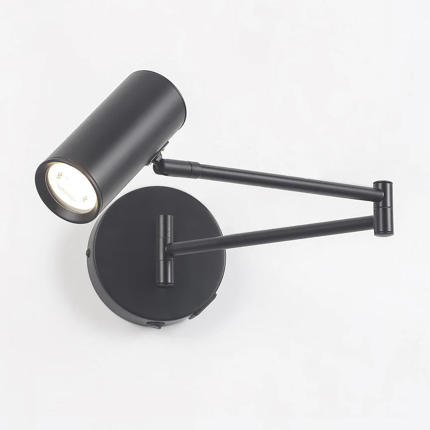 Beatrice Swing Arm Wall Lamp With Charging Ports Black - LL002WL027B