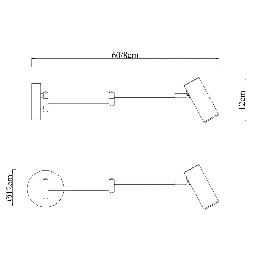 Beatrice Swing Arm Wall Lamp With Charging Ports Black - LL002WL027B