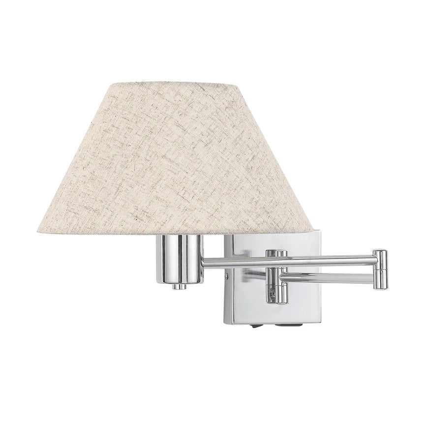 Elspet Swing Arm Wall Lamp With Charging Ports Chrome & Linen - LL002WL028CH