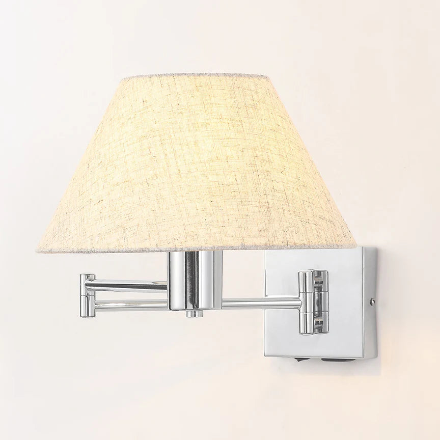 Elspet Swing Arm Wall Lamp With Charging Ports Chrome & Linen - LL002WL028CH