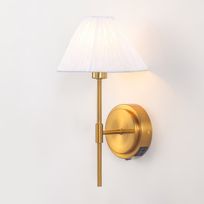 Sigrid Reading Wall Lamp With Charging Ports Brass & White - LL002WL032