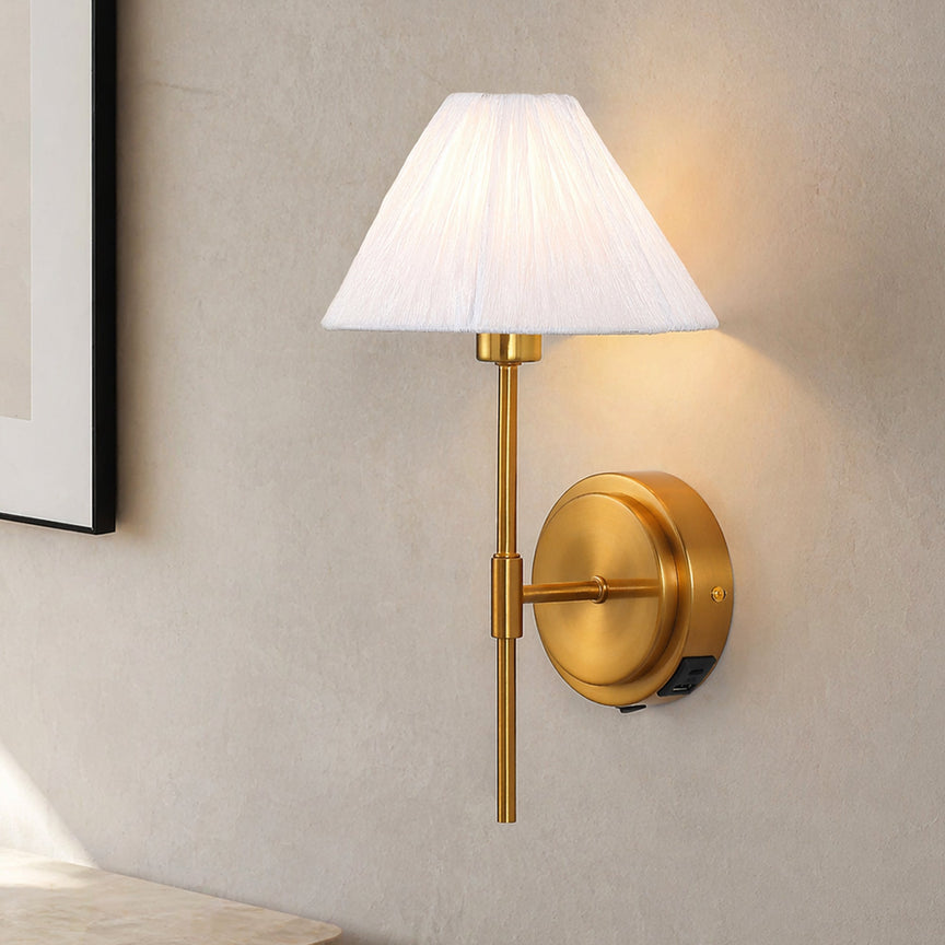 Sigrid Reading Wall Lamp With Charging Ports Brass & White - LL002WL032