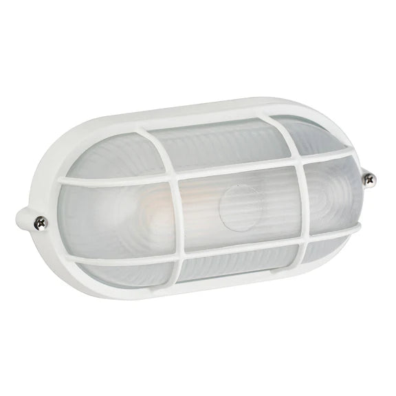 Rhelia Oval Caged Outdoor Bunker Light White - LLOL022W