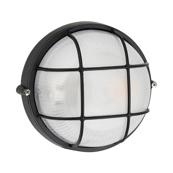 Duro Round Caged Outdoor Bunker Light Black - LLOL023BK