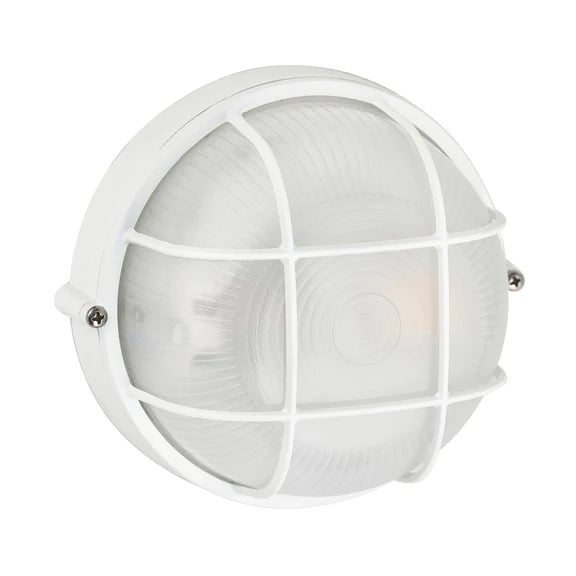 Duro Round Caged Outdoor Bunker Light White - LLOL023W