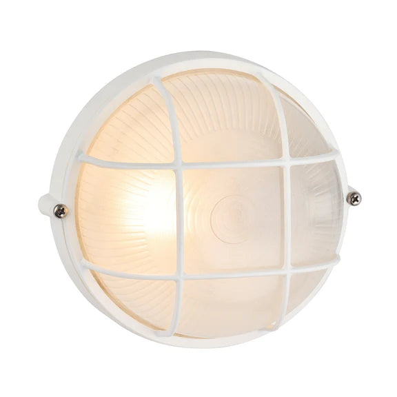 Duro Round Caged Outdoor Bunker Light White - LLOL023W