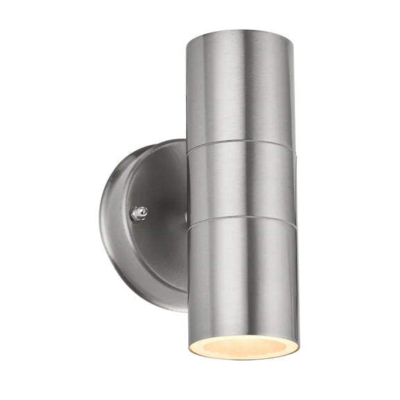 Zyven 2 Light Up & Down Outdoor Wall Light Polished Silver - LLOL033S