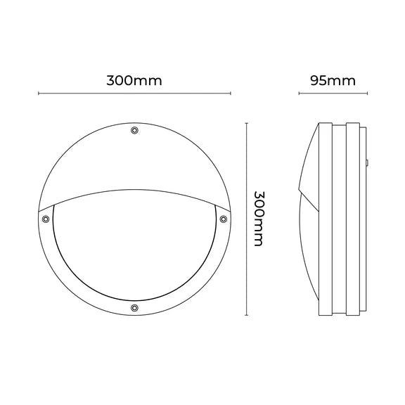 Omira Large LED Outdoor Bunker Light With Eyelid 12W TRI Color Black - LLOL035L