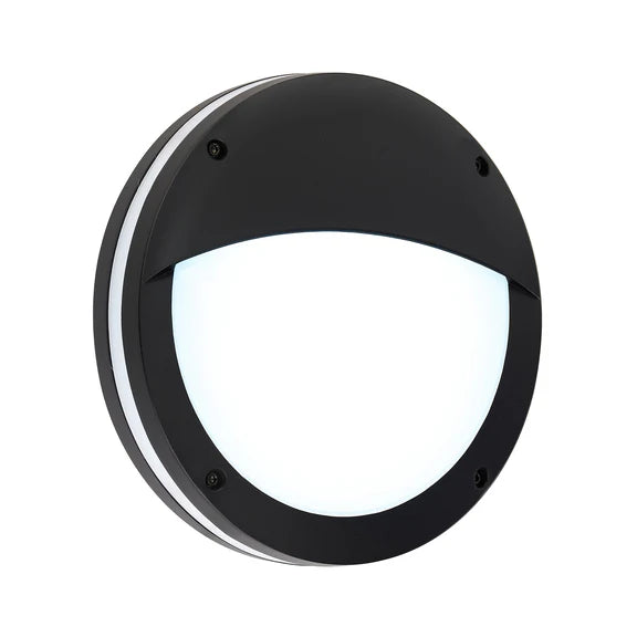 Omira Large LED Outdoor Bunker Light With Eyelid 12W TRI Color Black - LLOL035L