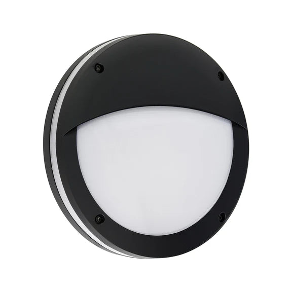 Omira Large LED Outdoor Bunker Light With Eyelid 12W TRI Color Black - LLOL035L