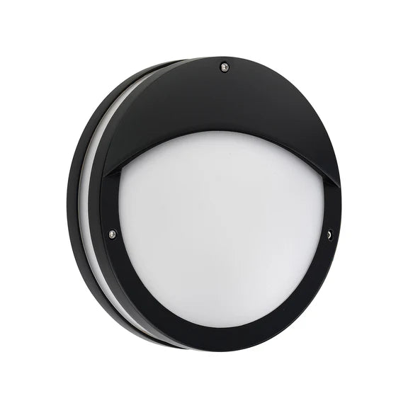 Omira Small LED Outdoor Bunker Light With Eyelid 8W TRI Color Black - LLOL035S