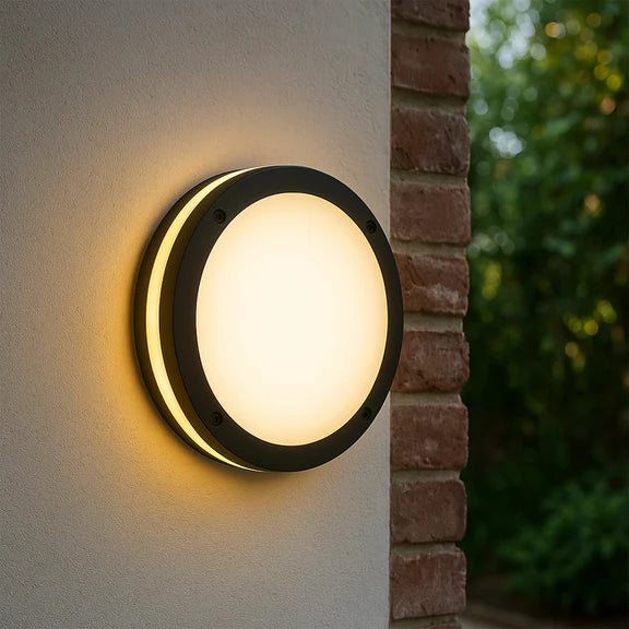 Omira Large LED Outdoor Bunker Light 12W TRI Color Black - LLOL036L