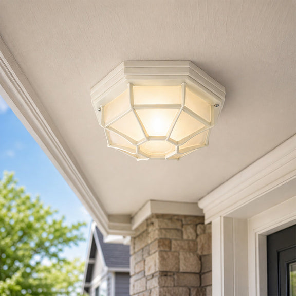Alaya Outdoor Mounted Ceiling Light Matte Beige & Frosted - LLOL047BE