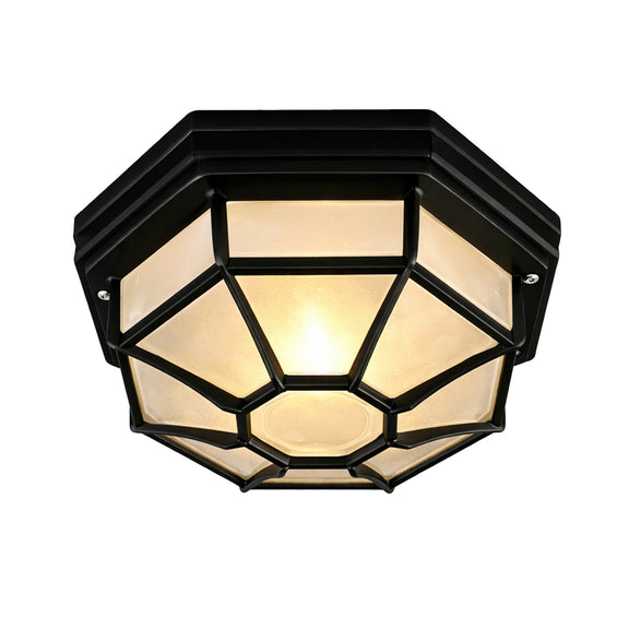 Alaya Outdoor Mounted Ceiling Light Matte Black & Frosted - LLOL047B