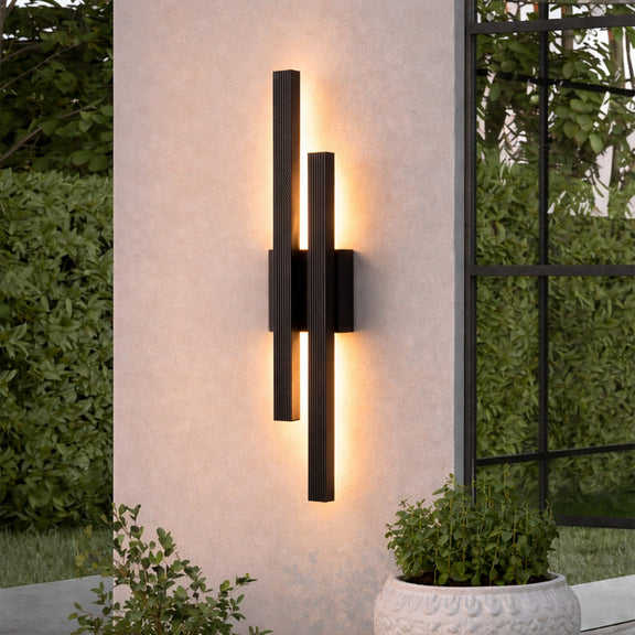 Hera Double Light LED Outdoor Wall Light 21W 3000K Matte Black - LLOL049B