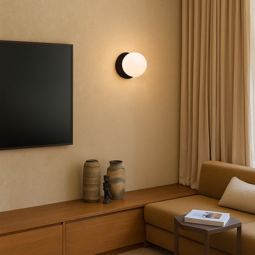 Odessa Small LED Wall Light 8.5W 3000K Frosted Opal & Matt Black - LM002WL001