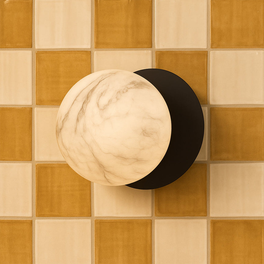 Odessa Small LED Wall Light 8.5W 3000K Marble Opal & Matt Black - LM002WL002