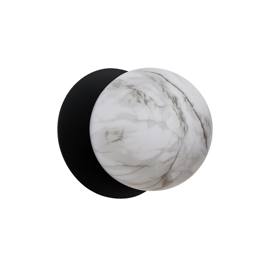 Odessa Small LED Wall Light 8.5W 3000K Marble Opal & Matt Black - LM002WL002