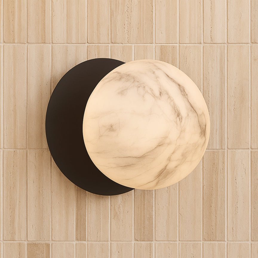 Odessa Small LED Wall Light 8.5W 3000K Marble Opal & Matt Black - LM002WL002