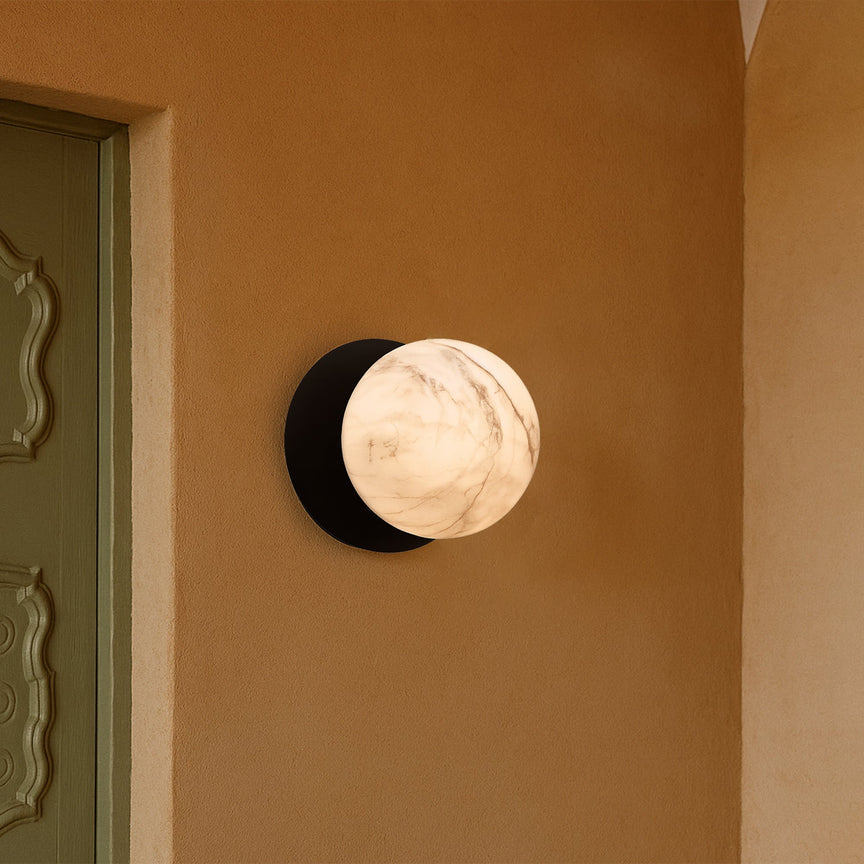 Odessa Small LED Wall Light 8.5W 3000K Marble Opal & Matt Black - LM002WL002