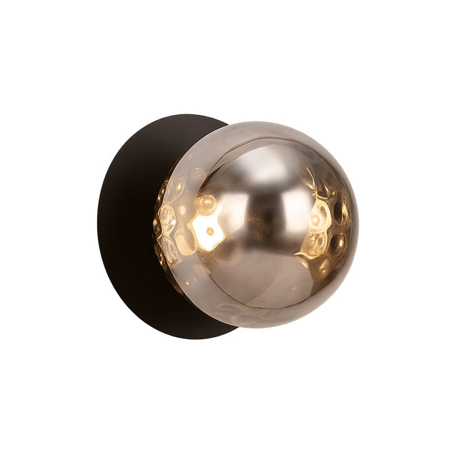 Odessa Small Molten Ripple LED Wall Light 8.5W 3000K Smoky & Matt Black - LM002WL003