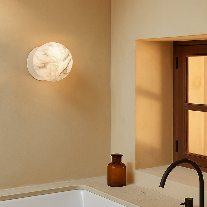 Odessa Small LED Wall Light 8.5W 3000K Marble Opal & Matt White - LM002WL006