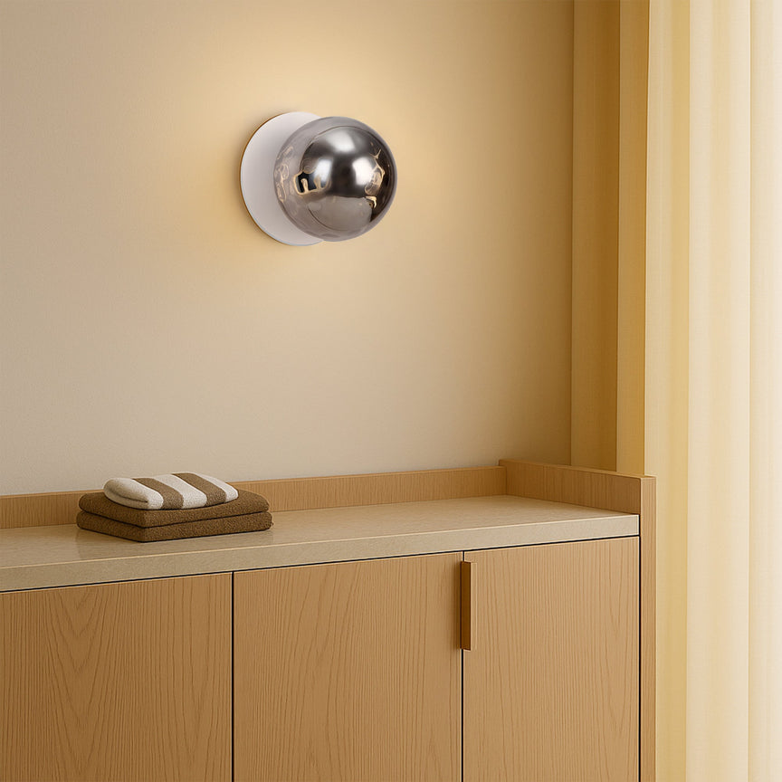 Odessa Small Molten Ripple LED Wall Light 8.5W 3000K Smoky & Matt White - LM002WL007