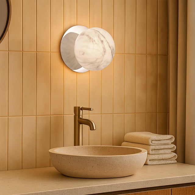 Odessa Small LED Wall Light 8.5W 3000K Marble Opal & Chrome - LM002WL010