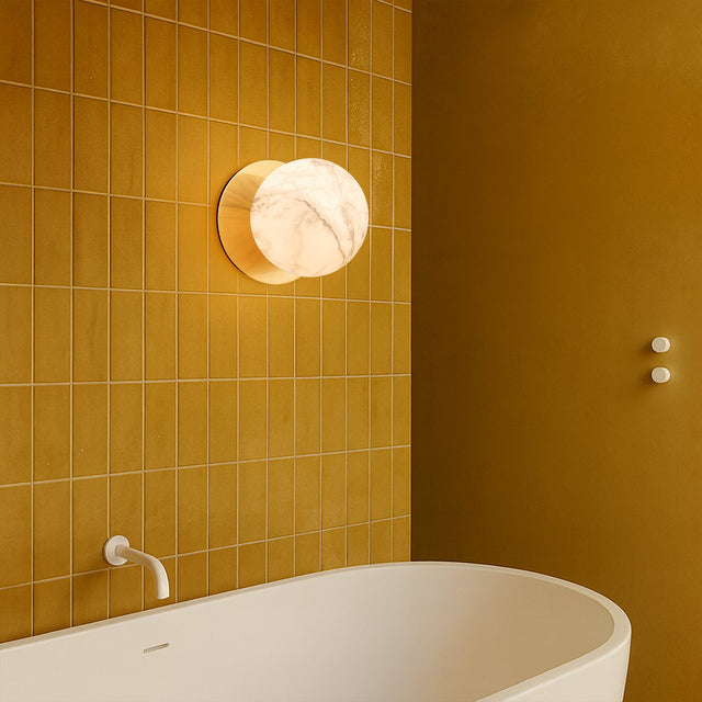 Odessa Small LED Wall Light 8.5W 3000K Marble Opal & Brass - LM002WL014