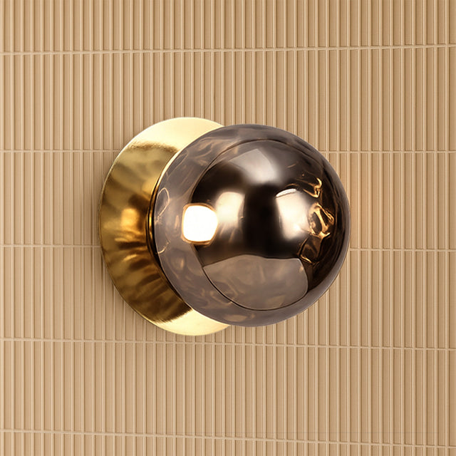 Odessa Small Molten Ripple LED Wall Light 8.5W 3000K Smoky & Brass - LM002WL015