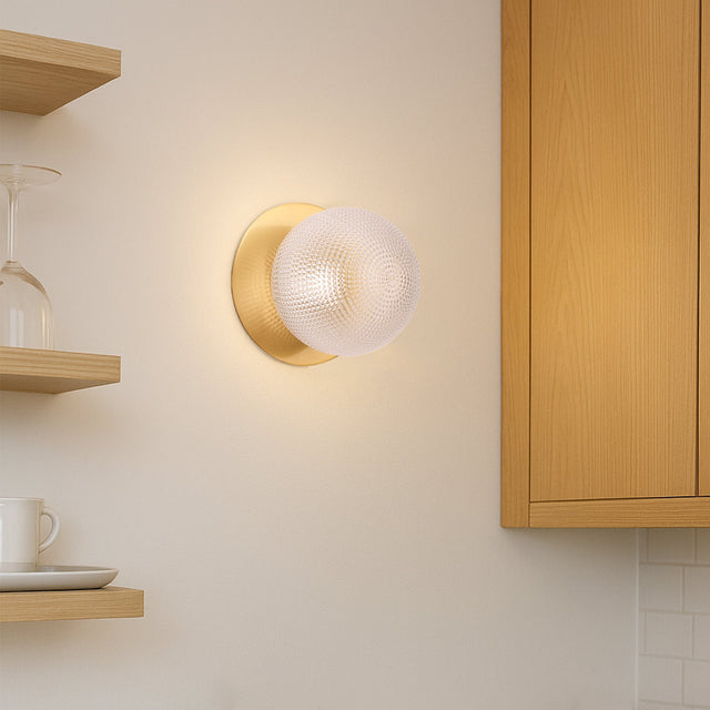 Odessa Small Diamond Cut LED Wall Light 8.5W 3000K Clear & Brass - LM002WL016