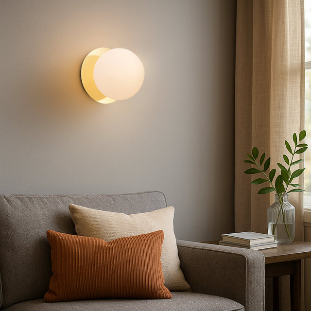 Odessa Small LED Wall Light 8.5W 3000K Frosted Opal & Gold - LM002WL017