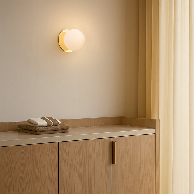 Odessa Small LED Wall Light 8.5W 3000K Frosted Opal & Gold - LM002WL017