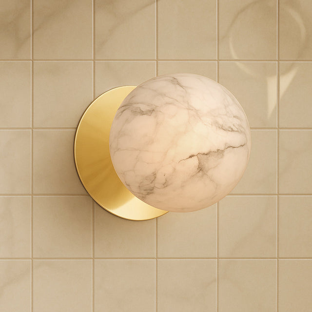 Odessa Small LED Wall Light 8.5W 3000K Marble Opal & Gold - LM002WL018