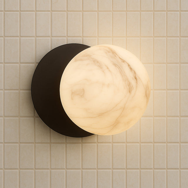 Odessa Large LED Wall Light 8.5W 3000K Marble Opal & Matt Black - LM002WL022